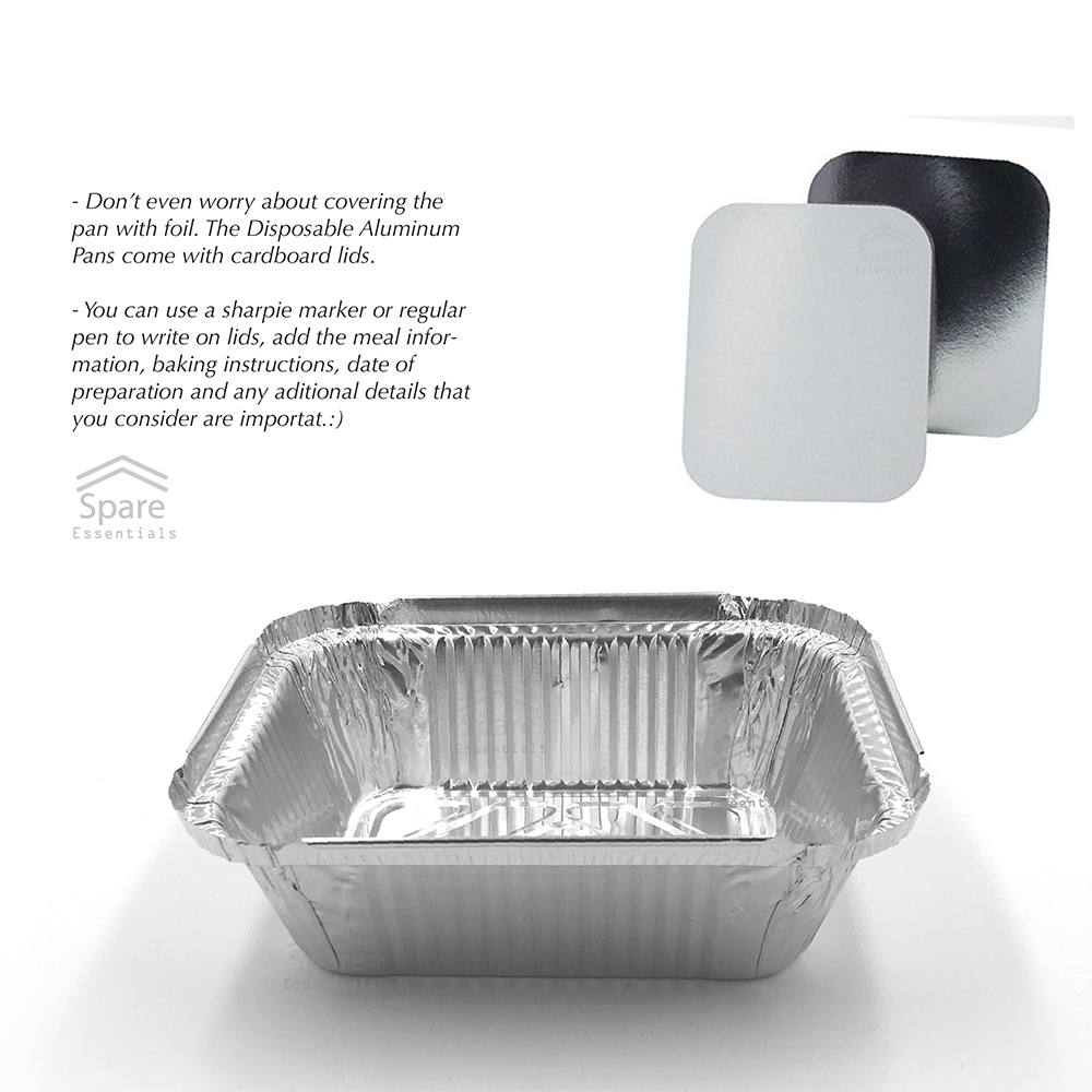 55 PACK – ALUMINUM PANS WITH PAPER LIDS / SMALL SIZE – Spare