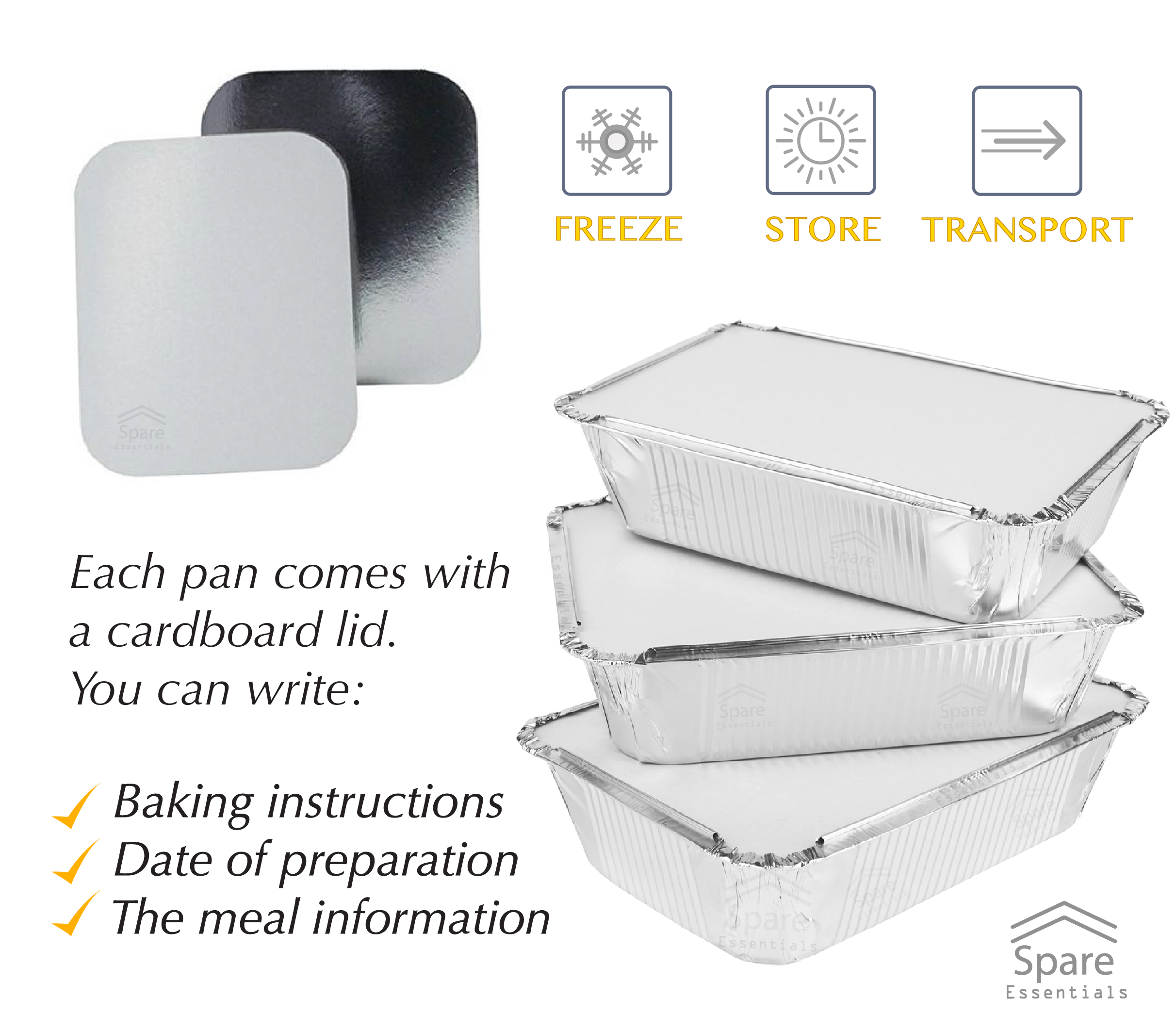 55 PACK - ALUMINUM PANS WITH PAPER LIDS / STANDARD SIZE