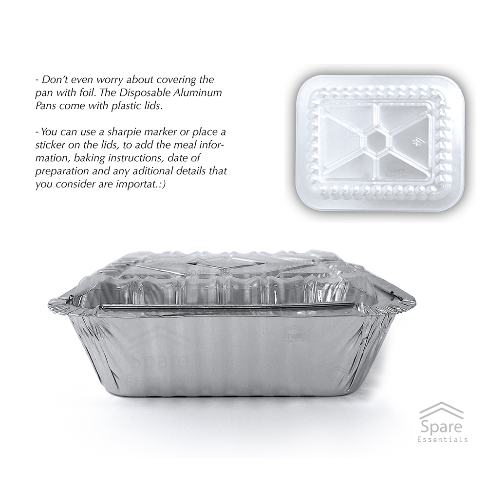 55 PACK – ALUMINUM PANS WITH PAPER LIDS / SMALL SIZE – Spare