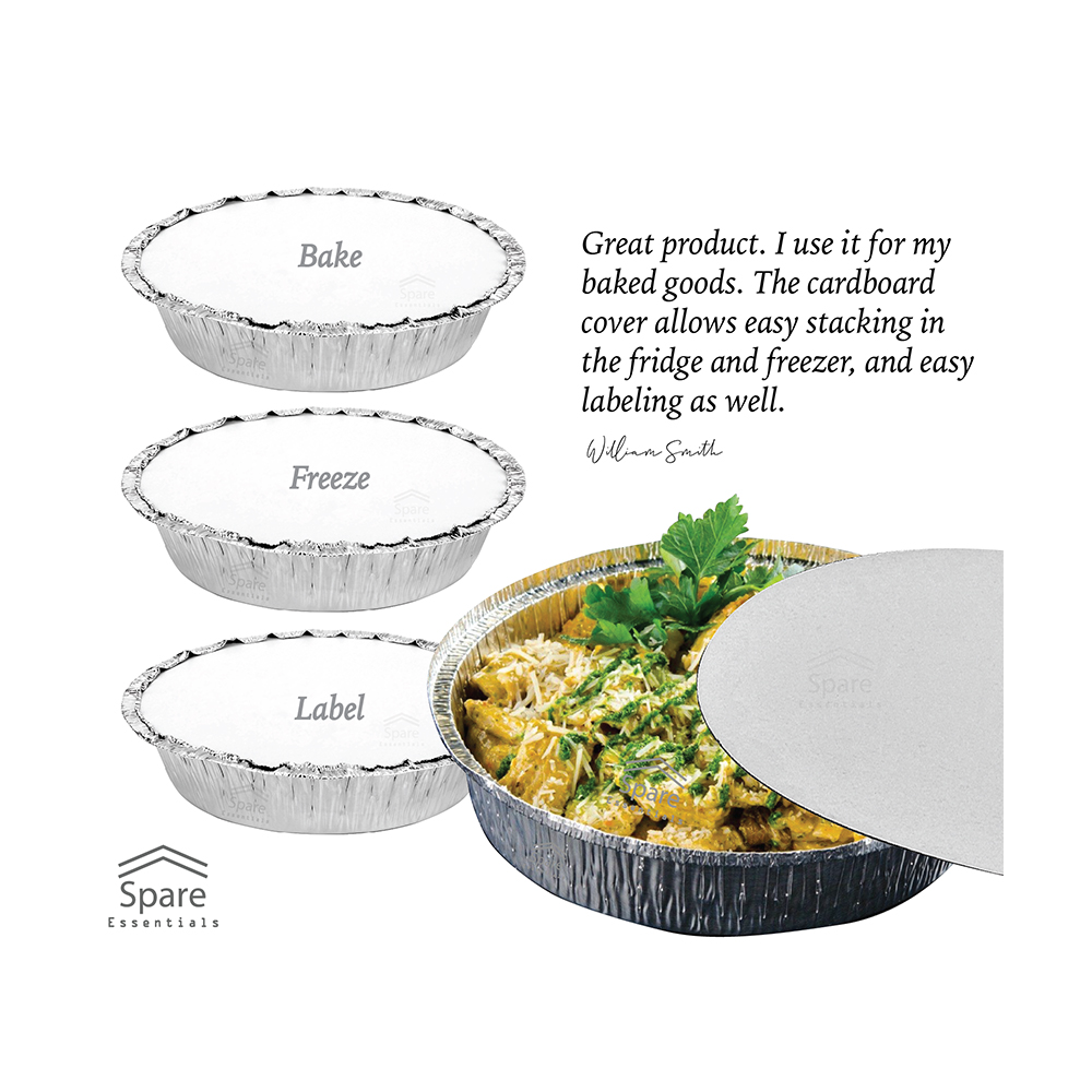 45 PACK – ALUMINUM ROUND PANS WITH PAPER LIDS