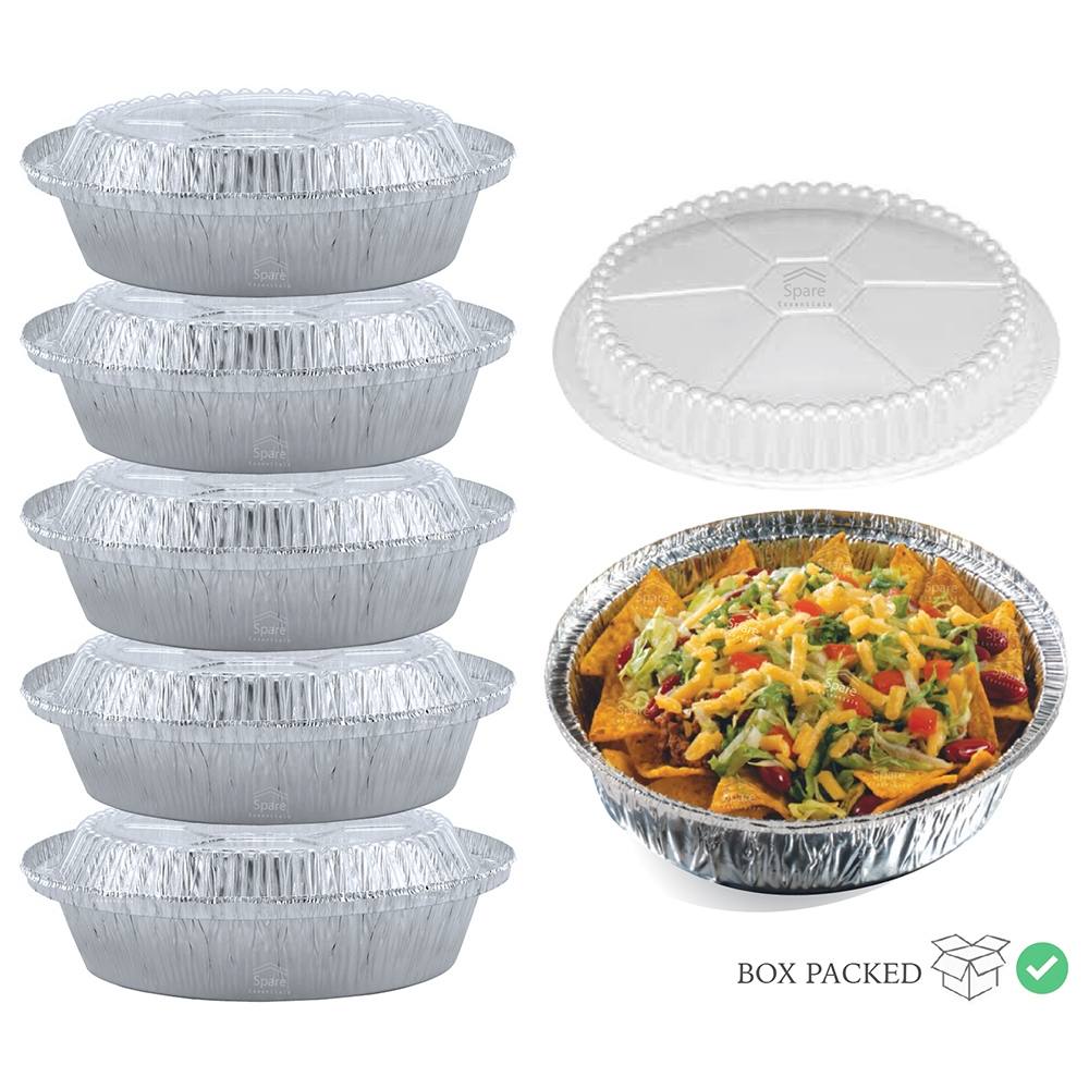 45 PACK - ALUMINUM ROUND PANS WITH PLASTIC LIDS