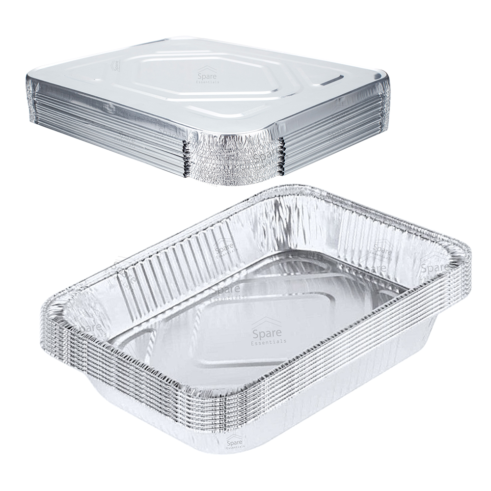Disposable Aluminum Foil Steam Table Deep Pans LIDS INCLUDED 35 Pack 10 x 13 by Spare Essentials Durable Chafing Pans with Lids Buffet Pans Size Half Size Roasting Pans 